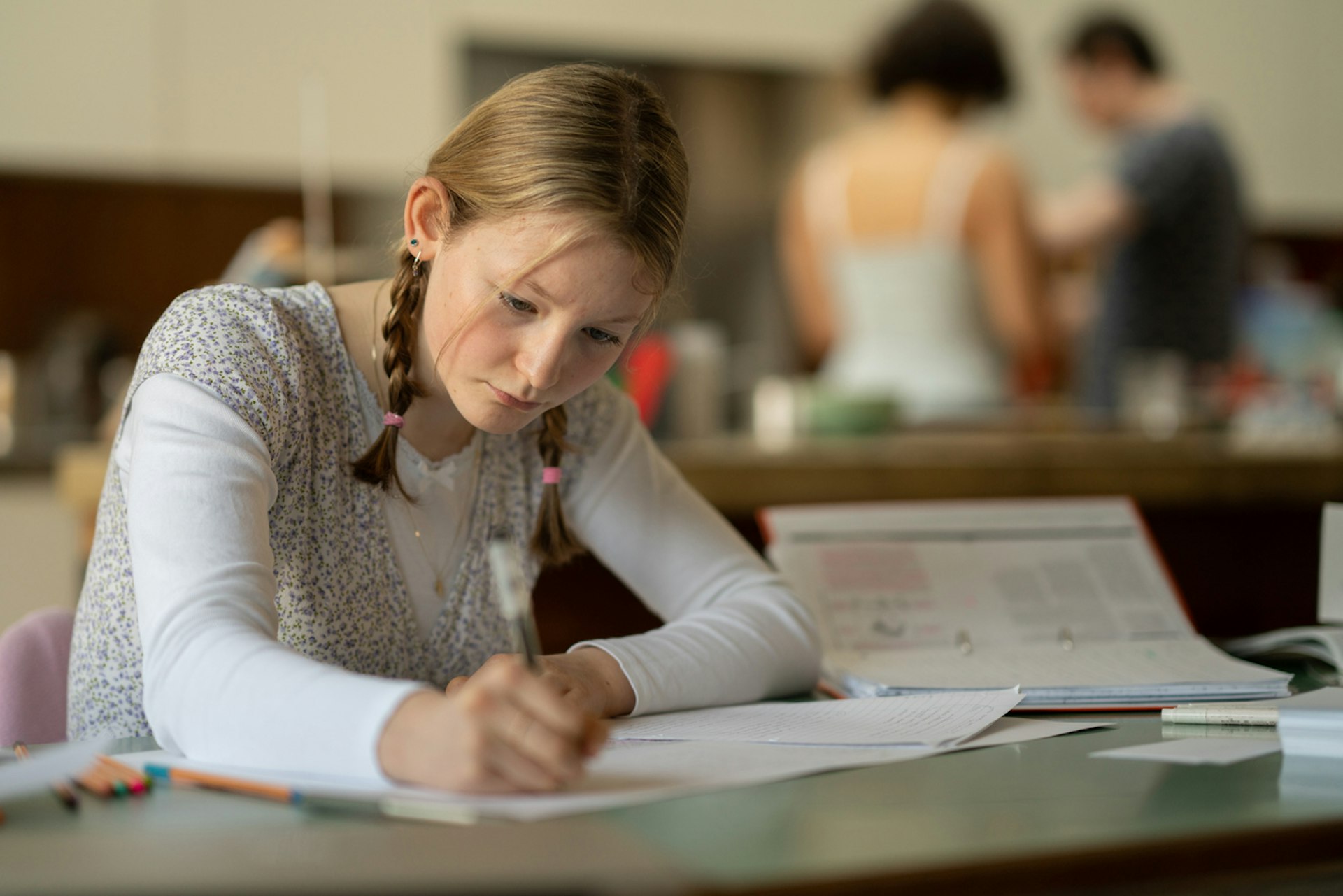 Student taking an exam